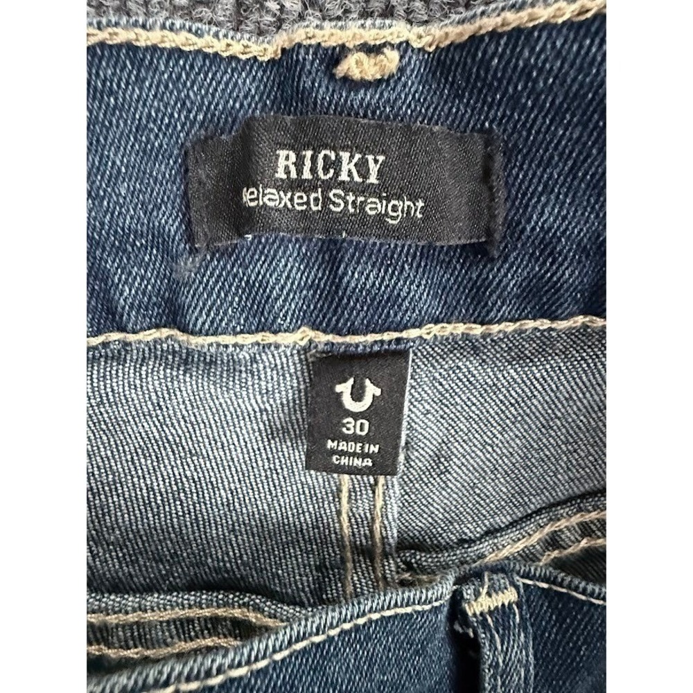 True Religion Ricky Relaxed Straight  30x34 Jeans Dark Woodland Wash NWT 700645 - Picture 14 of 16